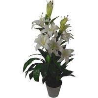 Leaf Artificial Lily Plant Stargazer Style 90cm White