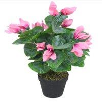 Leaf Artificial Pink Cylamen Green Pink 38cm Plants