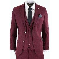 TruClothing Men's stz11 3 Piece Tweed Suit Herringbone in Burgundy | Size: 44R