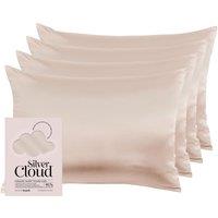 Silver Cloud Women's Silver Ion Infused Satin Pillowcase Caramel - 4 Pack in Metallic Gold