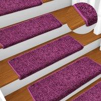 Berkfield Home Carpet Stair Treads 15 pcs 65x21x4 cm Violet in Purple | Size: Medium