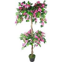 Leaf 140cm EXTRA LARGE Artificial Flowering Rhododendron Bush Tree in Dark Pink