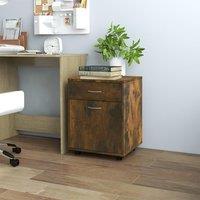 Berkfield Home Rolling Cabinet Smoked Oak 45x38x54 cm Engineered Wood in Brown | Size: 45 x 38 x 54 cm