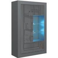 Mex Furniture LTD Display Cabinet 140cm Matt Body & Gloss Doors in Dark Grey