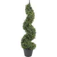 Leaf 90cm (3ft) Tall Artificial Boxwood Tower Tree Topiary Spiral Metal Top in Green
