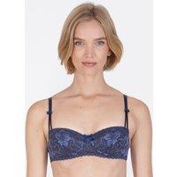 Little Women Women's 'Miriam' Non Wired Fixed Padding Balconette Bra in Blue | Size: 38A