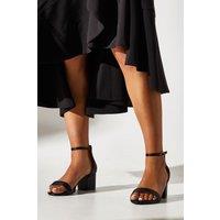 Coast Women's Wide Fit Thelma Faux Leather Medium Block Heel Sandals in Black | Size: 4