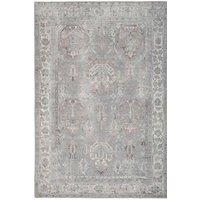 Kukoon Greige Distressed Floral Medallion Non Slip Washable Low Pile Rug in Grey | Size: 80 cm x 150 cm