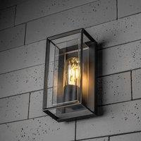 CGC Lighting 'Floriana' Black Outdoor Wall Light Clear Diffuser E27 Standard Screw IP54