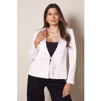 Wallis Women's Tie Detail Jacket in Ivory | Size: 16