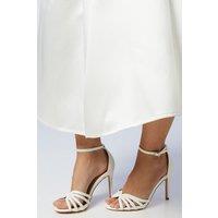Coast Women's Bridal Wide Fit Tilda Satin Lattice Front High Heel Sandals in White | Size: 7