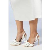 Coast Women's Bridal Wide Fit Tamara Satin Bow Sling Back Stiletto Court Shoes in White | Size: 4