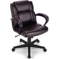 Costway Modern Mid Back Office Chair Swivel Chair w/ Wheels Computer Desk Chair in Dark Brown