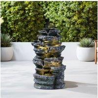 Multi-tier Solar-Powered Water Fountain Rockery Decor