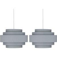 First Choice Lighting Pair of Dark Grey 5 Tier Light Shades