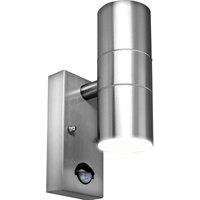 Luceco Outdoor Decorative External Wall Light with PIR Stainless Steel in Grey