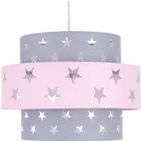 First Choice Lighting Pink & Grey Star Two Tier Light Shade