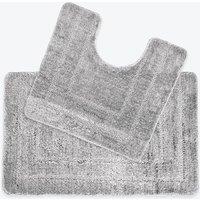 Allure Bath Fashions Two Piece Non-Slip Bath Mat & Pedestal Mat Set in Light Grey