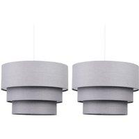 First Choice Lighting Pair of Dark Grey 3 Tier Ceiling Light Shades