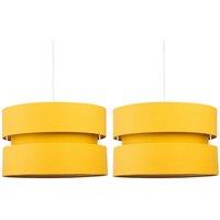First Choice Lighting Pair of Ochre Layered Easy Fit Light Shades in Yellow