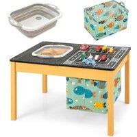 Gymax 3 in 1 Sand Water Activity Table with Foldable Storage Bin in Black