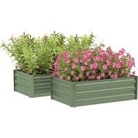 OUTSUNNY of 2 Galvanised Garden Raised Bed for Flowers in Green