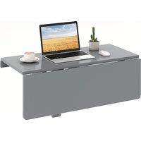 Gymax Wall Mounted Folding Table Drop-Leaf Laptop Workstation 80 cm x 60 cm in Light Grey