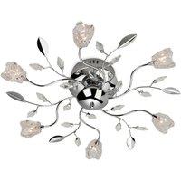 Netlighting Cindy 6 Light Flush Multi Arm Ceiling Light Chrome Clear Glass G4 Bulb in Grey