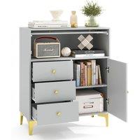 Costway Wooden Chest of Drawers 3-Drawer Dresser Storage Cabinet Chest Cupboard Organiser Unit in Grey