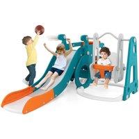 Gymax Kids Slide & Swing Set 5-in-1 Indoor Playset With Crawling Tunnel