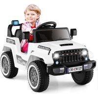 Gymax Kids Electric Ride on 12V Jeep Car With Remote Control & Music For 3+ in White