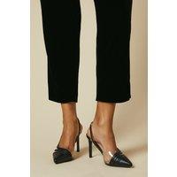 Dorothy Perkins Women's Wide Fit Detroit Slingback Court Shoes in Natural Black | Size: 3