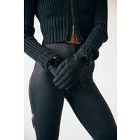 SVNX Women's Black Gloves With Pom Pom