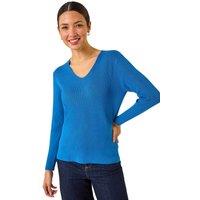 Roman Women's Soft Knit V-Neck Jumper in Navy | Size: 20