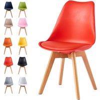 MCC Direct Single Dining Chair with Wooden Legs & Padded Cushion - Eva in Red