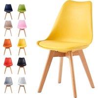 MCC Direct Single Dining Chair with Wooden Legs & Padded Cushion - Eva in Yellow