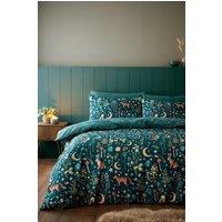 Catherine Lansfield 'Enchanted Twilight Animals' Reversible Duvet Cover Set in Green | Size: King