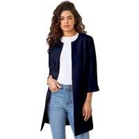 3/4 Sleeve Textured Longline Jacket