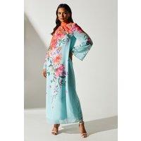 Placement Printed Tie Back Column Maxi Dress