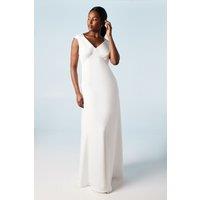 Structured Bow Back Detail Cape Wedding Dress