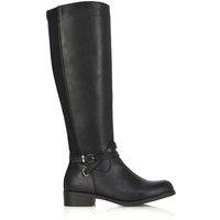 XY London Women's 'Everly' Flat Knee High Riding Style Boots in Black | Size: 8