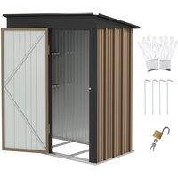 OUTSUNNY Steel Garden Shed, Small Lean-to Shed for Bike Tool, 5x3 ft in Brown