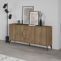 Decortie 4 Doors Sideboard 'Gora' 4 Metal Legs, Chipboard Handle Storage Unit 180cm in Dark Brown | Size: 3 Pack