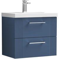 Balterley Wall Hung 2 Drawers Vanity Unit - Thin-Edge Basin 600mm, Satin Blue