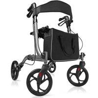 Costway Folding Rollator Walker Aluminium Walking Mobility Aid Lightweight With 4 Wheels