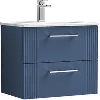 Balterley Wall Hung 2 Drawers Vanity Unit - Minimalist Basin 600mm, Satin Blue
