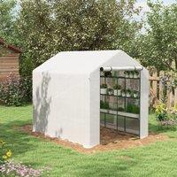 OUTSUNNY Walk-in Garden Greenhouse Shelves Polytunnel Steeple Grow House in White | Size: 1 Pack