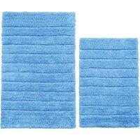 Allure Bath Fashions Ribbed Two Piece Bath Mat Set - 100% Cotton in Blue