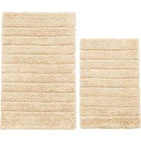 Allure Bath Fashions Ribbed Two Piece Bath Mat Set - 100% Cotton in Beige