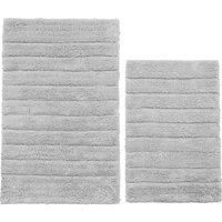 Allure Bath Fashions Ribbed Two Piece Bath Mat Set - 100% Cotton in Light Grey